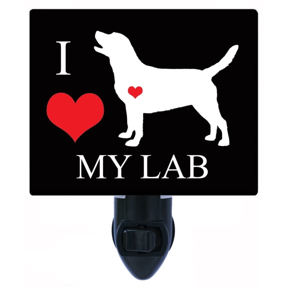 Night Light - I Heart My Lab. | Labrador Retriever Theme, Includes Free Switchable Insert, 4W Bulb, E12 Base