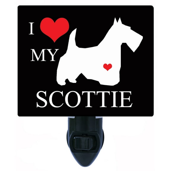 Night Light - I Heart My Scottie. | Dog Theme, Includes Free Switchable Insert, 4W Bulb, E12 Base