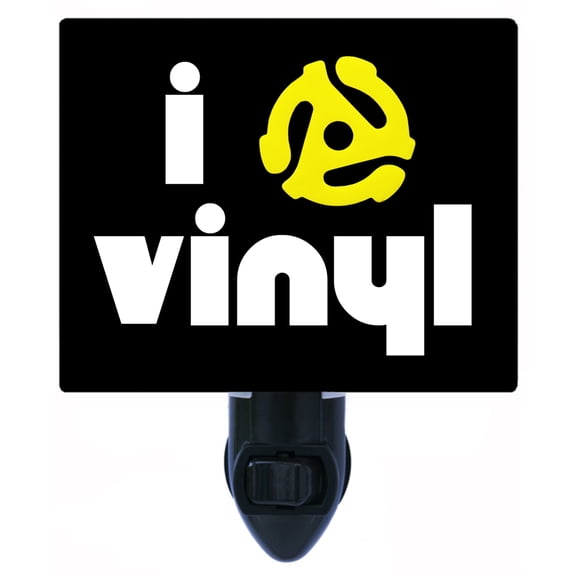 Night Light - I Heart Vinyl. | Music Themed Theme, Includes Free Switchable Insert, 4W Bulb, E12 Base