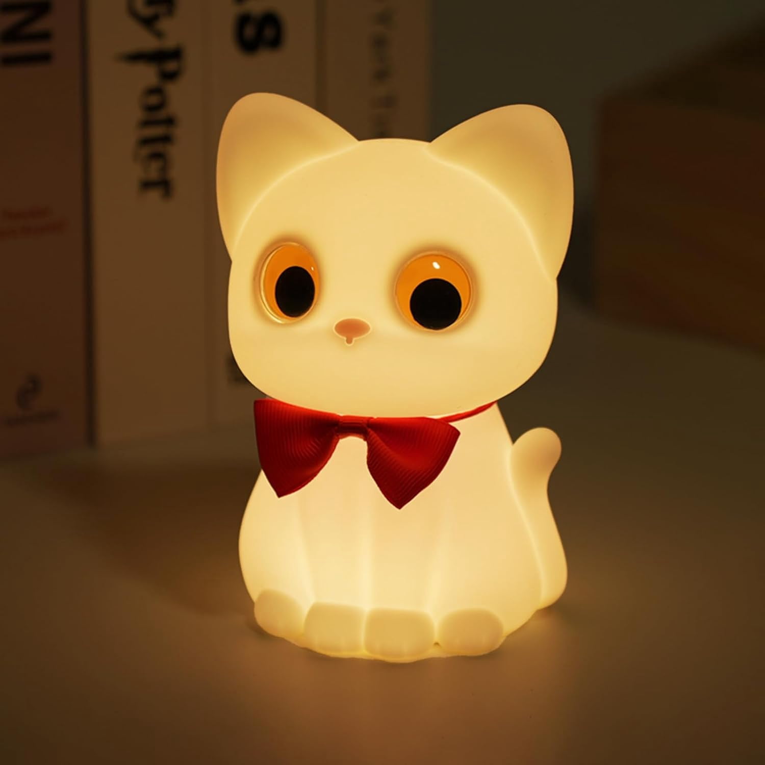 Night Light for Kids, 7 Colors Rechargeable Cute Soft Silicone Cat Lamp with Tap Control, Dimmable Nursery Night Lights Kawaii Room Decor, Cute Night Light Gift for Baby Toddlers Boys Girls (RGB)