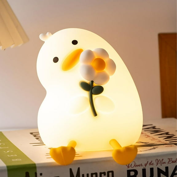 Night Light for Kids, Cute Duck Silicone NightLight with Timer, Rechargeable Nursery Light, LED Squishy NightLights, Safe Bedside Lamp, Dimmable Animal Night Lamp for Boys Girls Toddler