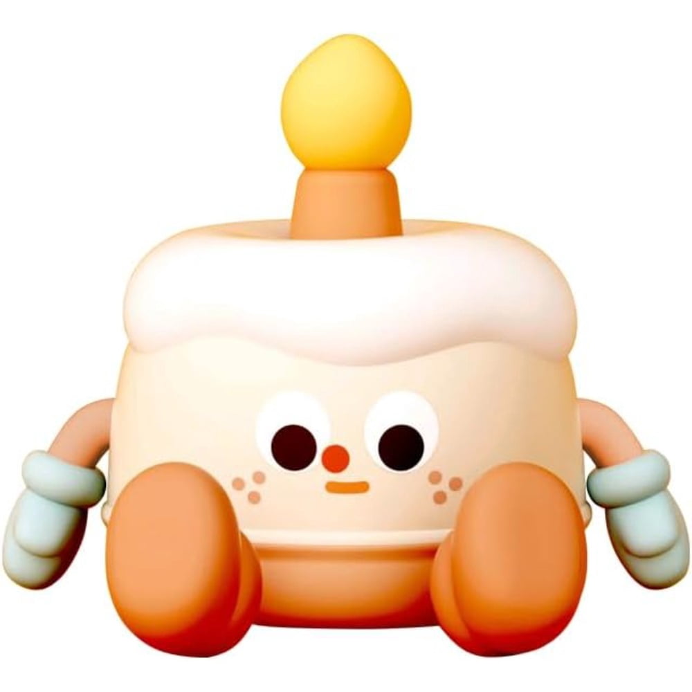 Night Light for Kids, Cute Happy Birthday Cake Night Lights with Music, Rechargeable Timer Silicone Nursery Lamp, 3 Levels Light & Phone Holder, Baby Night Light for Christmas Festival Gift (Orange)