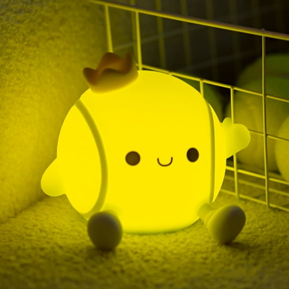 Night Light for Kids, Cute Tennis Silicone Night Light with Tap Control & Timer, Rechargeable Nursery Night Light Bedside Lamp, Dimmable Kawaii Tennis Light Gift for kids Boys Girls Toddler