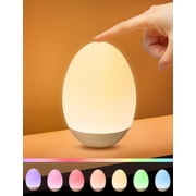 Egg Night Light for Baby Nursery with Touch Control, BPA Free, Stepless Dimming, Portable Night Lights for Breastfeeding, Rechargeable Lamp with 7 RGB Colors