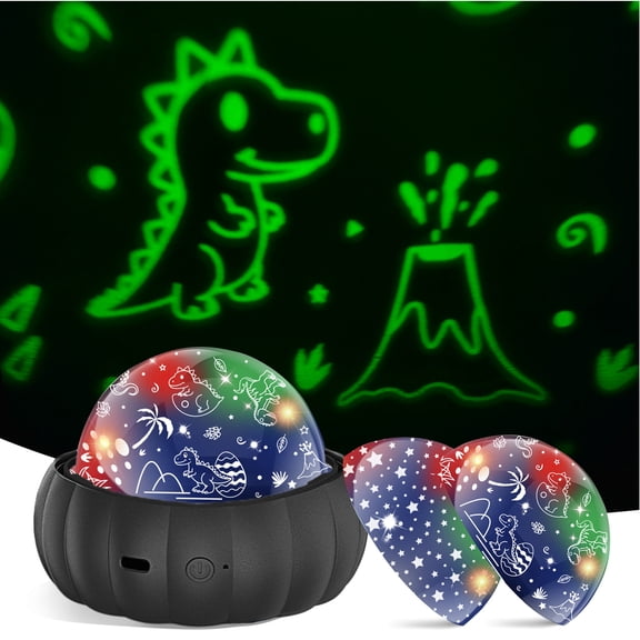 Night Light for Kids, GuardWee Night Light Projector 7 Mode with Dinosaur & Star, Kids Night Light Bedroom Decor Star Lights for Ceiling 360°Rotation, Gifts for Baby Kids Toddler Boys(BLACK)
