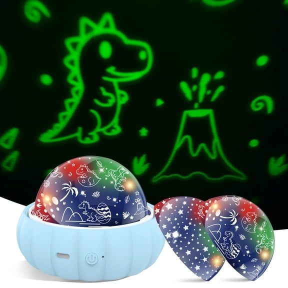 Night Light for Kids, GuardWee Night Light Projector 7 Mode with Dinosaur & Star, Kids Night Light Bedroom Decor Star Lights for Ceiling 360Â°Rotation, Gifts for Baby Kids Toddler Boys(BLUE)