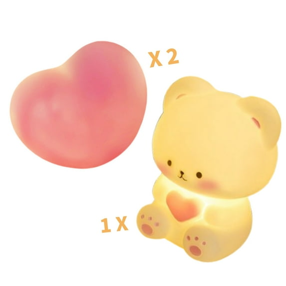 Night Light for Kids Nightlight for Kids Room Decor for Teen Girls Gifts, Gummy Bear Night Light, Cute Gifts, White Elephant Gifts for Adults, Light Up Heart Decor for Valentines Day, Birthday