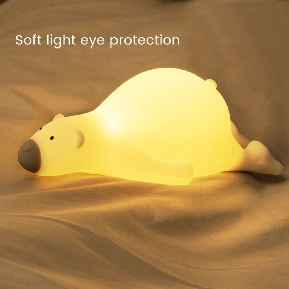 Night Light for Kids, Silicone Sensor Pat Light, Bear Lamp Cute Lamp, Silicone Dimmable Nursery Nightlight, Bedroom Home Decoration Bedside Lamp for Breastfeeding