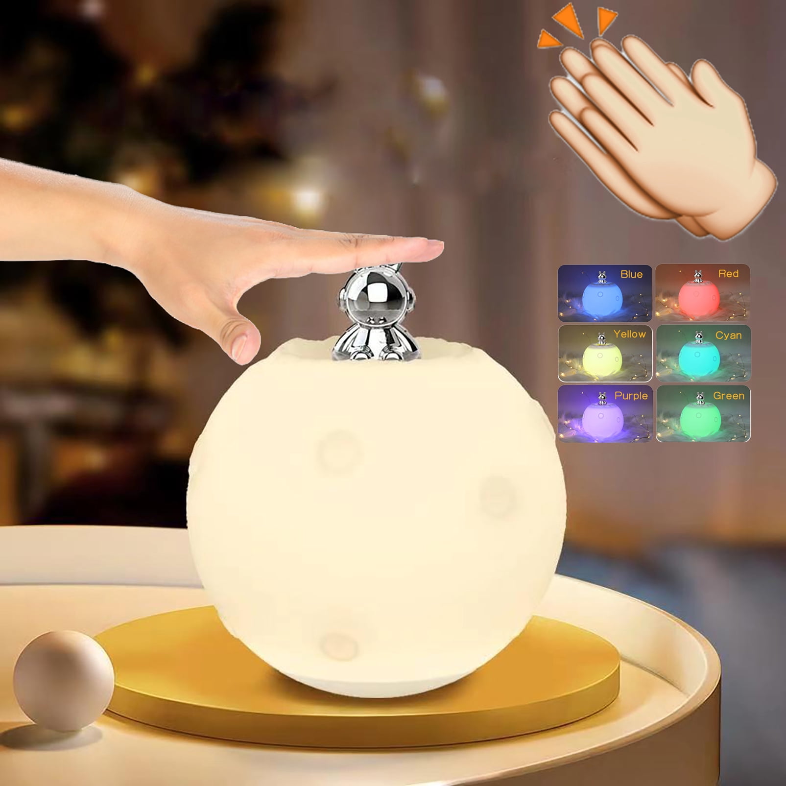 Night Light for Kids, Snowballs Light for Nursery with 7 RGB Colors Changeable, Rechargeable Tap Light with 4 Brightness Levels&Touch Control, Portable Night Light for Babies BPA Free