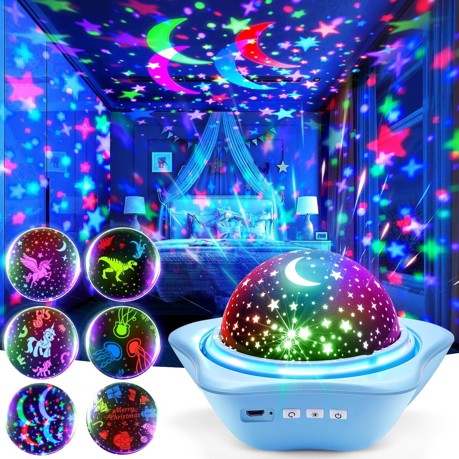 Night Light for KidsToys, 6 Films+78 Lighting Modes Star Projector,Recharable Night Light Projector,360°Rotion Star Lights for Bedroom Decor,Birthday Gifts for Kids Baby Sensory Toys Autism