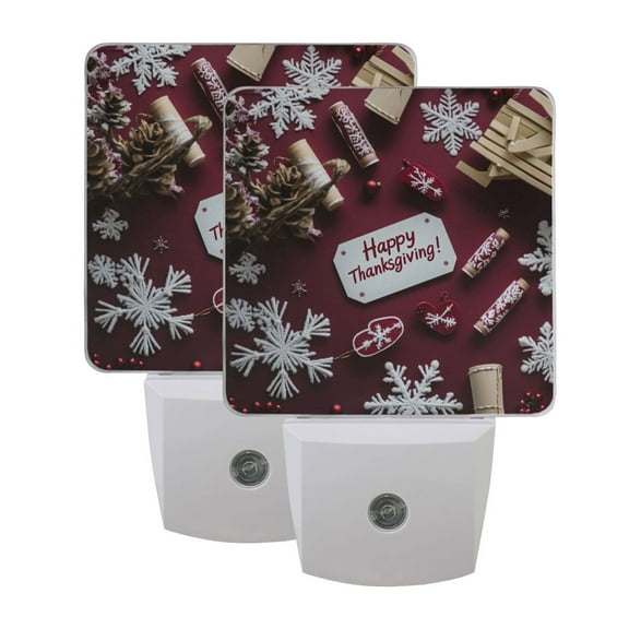 Night Light LED Dusk to Dawn Night Lamp Auto Sensor Plug-in Nightlight for Bedroom Bathroom Nursery Hallway Kitchen Red Thanksgiving Decoration, 2Pack