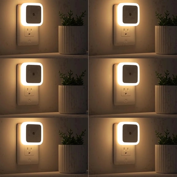 Night Light Lamp with Smart Sensor Dusk to Dawn Sensor, Daylight White, 0.5W Plug-in, 6-Pack