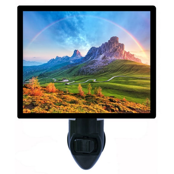 Night Light - Mountain Rainbow. | Landscape Theme, Includes Free Switchable Insert, 4W Bulb, E12 Base