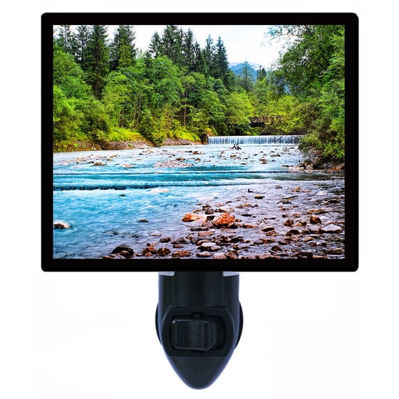 Night Light - Mountain River. | Landscape Theme, Includes Free Switchable Insert, 4W Bulb, E12 Base
