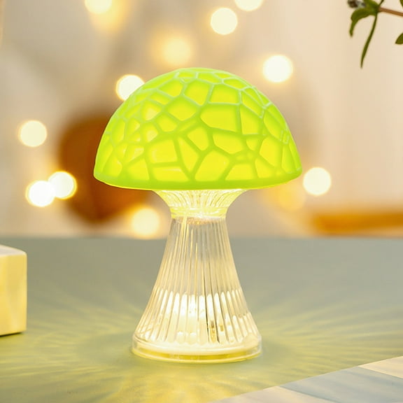 Night Light, Mushroom Lamp, Multicolor Small Cute Mushroom Night Light, Funny Portable LED Mushroom Night Light, Nightstand Lamp for Living Room Bedroom Home Decor Gift Desktop Ornament(Green)