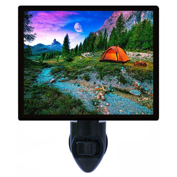 Night Light - Mystical Campfire. | Camping Theme, Includes Free Switchable Insert, 4W Bulb, E12 Base