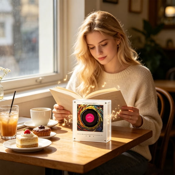 Night Light, NFC Sensing, Ambient Night Light Rotating Disc NFC Music Lamp for bedrooms, bedside tables, shelves