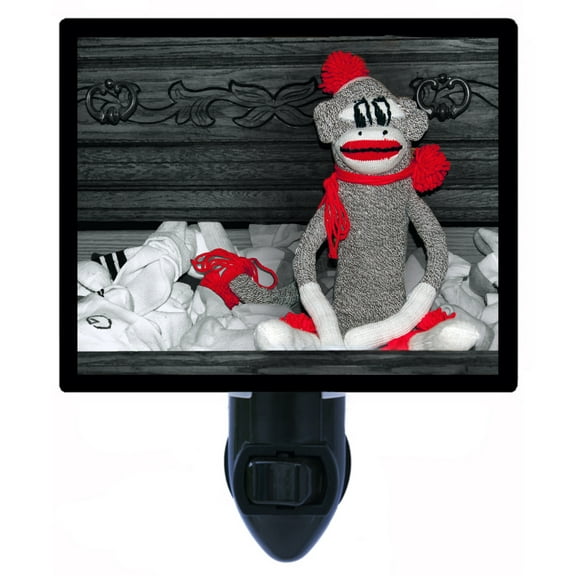 Night Light - Night Light Plus Extra Free Switchable Insert. 4 Watt Bulb, E12 Base. Sock Monkey.