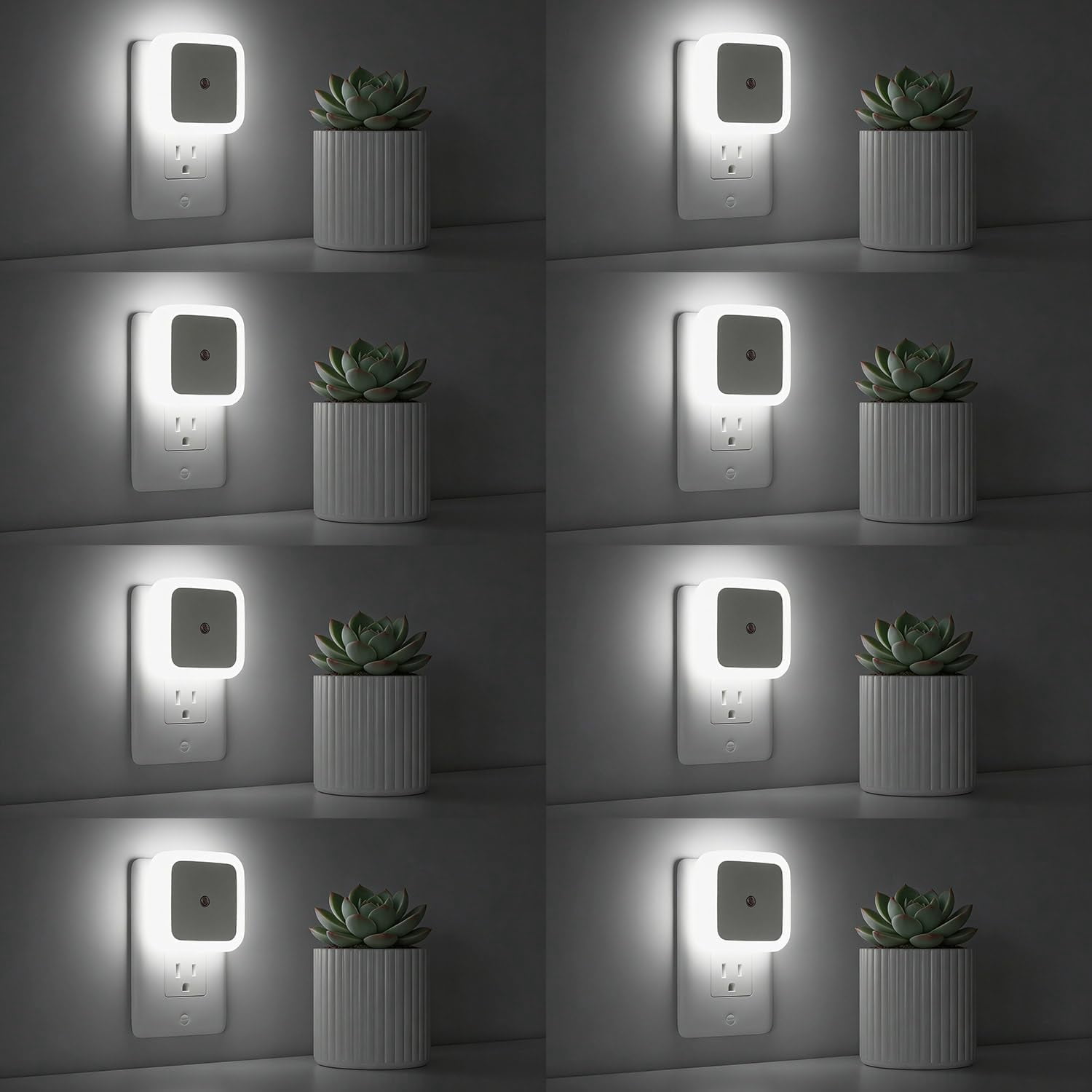 Night Light, Night Lights Plug into Wall 8-Pack, Nightlight Plug in Night Light, Dusk to Dawn Night Lamp Led (White White)