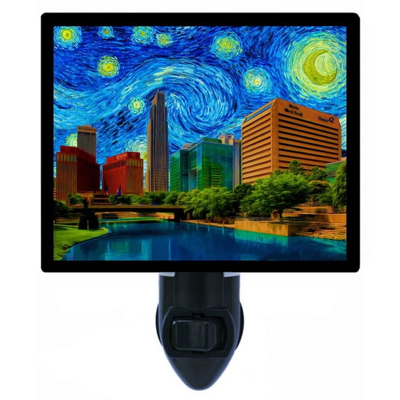 Night Light - Omaha Starry Night. | Van Gogh Theme, Includes Free Switchable Insert, 4W Bulb, E12 Base