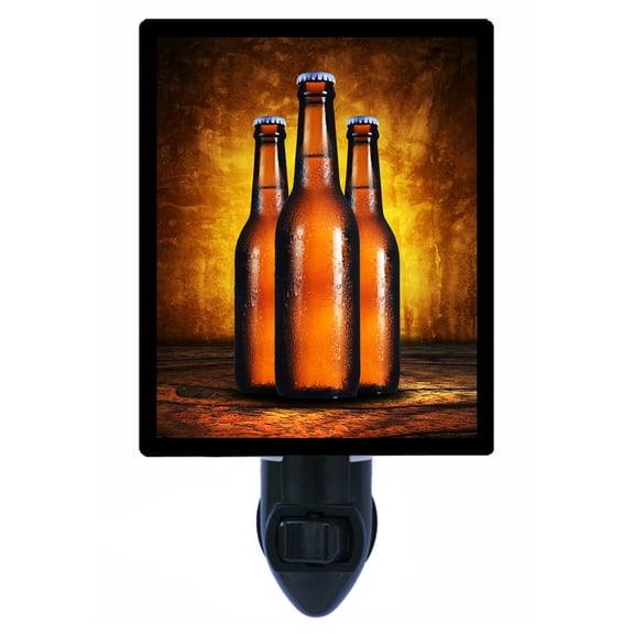 Night Light, Photo Night Light, Hoppy Hour, Beer Bottles, Kitchen plus FREE Switchable Insert
