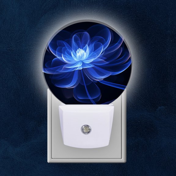 Night Light Plug into Wall,Dusk to Dawn Sensor Auto-On/Off for Bathroom, Hallway,Kids Room-Blue Lotus Flower Made Of Light With Abstract And Technological Feel