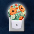 thumbnail image 1 of Night Light Plug into Wall,Dusk to Dawn Sensor Auto-On/Off for Bathroom, Hallway,Kids Room-Orange And Green Poppies And White Flowers With Turquoise Background, 1 of 4
