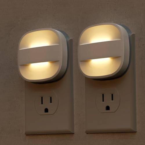 Night Light Plug in, Foldable Night Lights Plug into Wall with Dusk to Dawn Sensor, 2 Brightness Level, Ideal Nightlight for Bathroom, Hallway, Kitchen, 3000K Soft White, 2 Pack