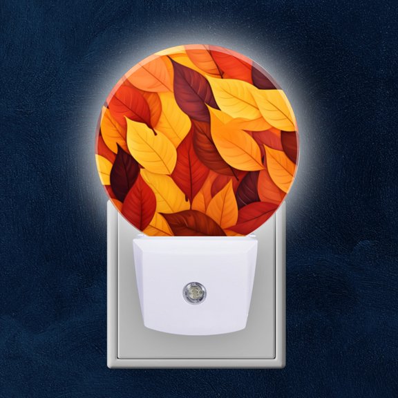 Night Light Plug into Wall,Dusk to Dawn Sensor Auto-On/Off for Bathroom, Hallway,Kids Room-Abstract Autumn Background With Colorful Leaves