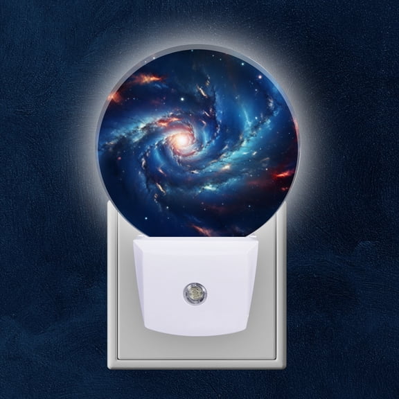Night Light Plug into Wall,Dusk to Dawn Sensor Auto-On/Off for Bathroom, Hallway,Kids Room-Amazing Spiral Galaxy In Deep Space And Nebulae