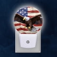 thumbnail image 1 of Night Light Plug into Wall,Dusk to Dawn Sensor Auto-On/Off for Bathroom, Hallway,Kids Room-Bald Eagle Flying Over American Flag Background, 1 of 4