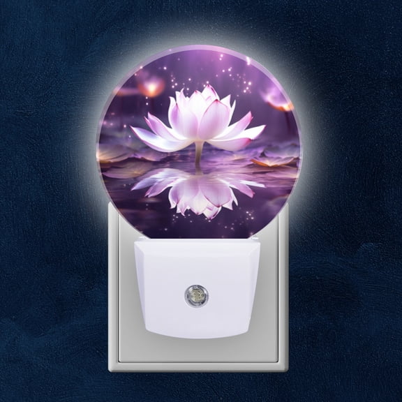 Night Light Plug into Wall,Dusk to Dawn Sensor Auto-On/Off for Bathroom, Hallway,Kids Room-Beautiful Lotus Flower Glowing With Soft Light