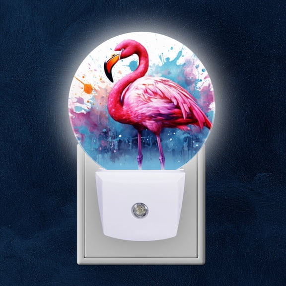 Night Light Plug into Wall,Dusk to Dawn Sensor Auto-On/Off for Bathroom, Hallway,Kids Room-Beautiful Pink Flamingo Standing