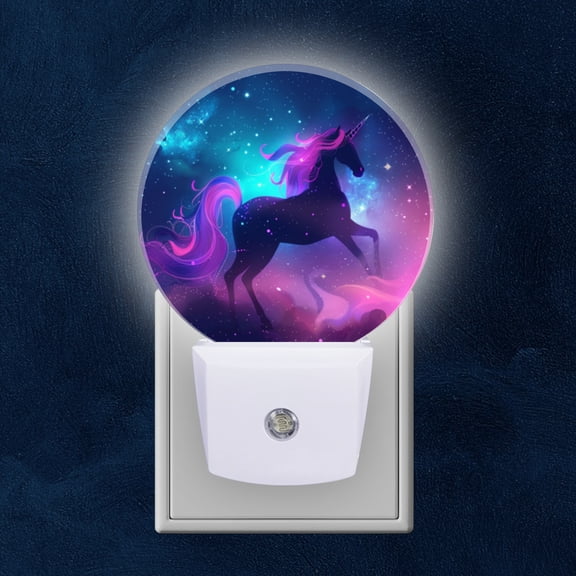 Night Light Plug into Wall,Dusk to Dawn Sensor Auto-On/Off for Bathroom, Hallway,Kids Room-Beautiful Unicorn With Long Mane