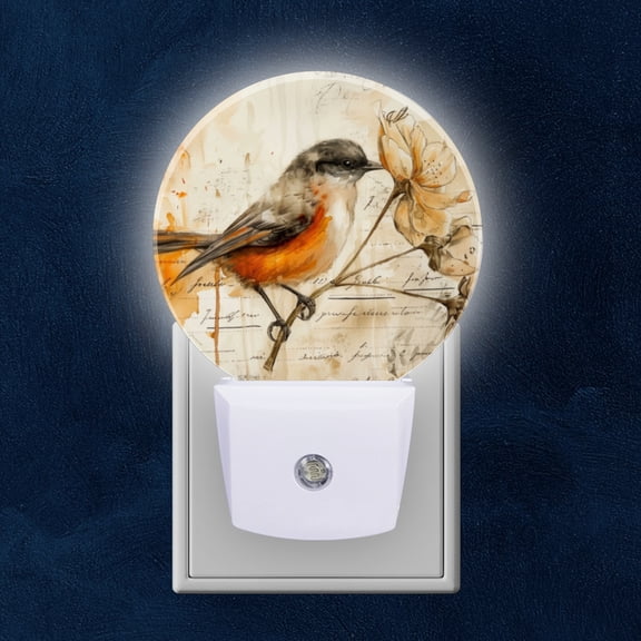 Night Light Plug into Wall,Dusk to Dawn Sensor Auto-On/Off for Bathroom, Hallway,Kids Room-Bird Perched On The Branch Of Withered Tree