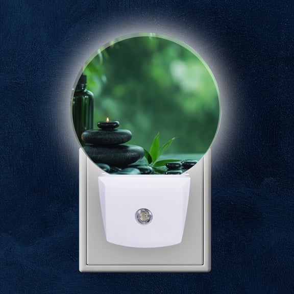 Night Light Plug into Wall,Dusk to Dawn Sensor Auto-On/Off for Bathroom, Hallway,Kids Room-Bottles Of Oil And Candle On Table