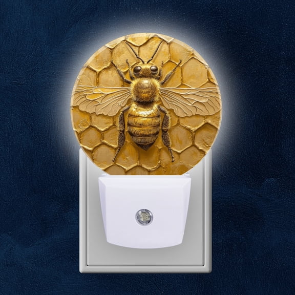 Night Light Plug into Wall,Dusk to Dawn Sensor Auto-On/Off for Bathroom, Hallway,Kids Room-Close-Up Of Intricately Detailed Bee