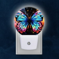 Night Light Plug into Wall,Dusk to Dawn Sensor Auto-On/Off for Bathroom, Hallway,Kids Room-Colorful Butterfly Wings Spread Out In The Center