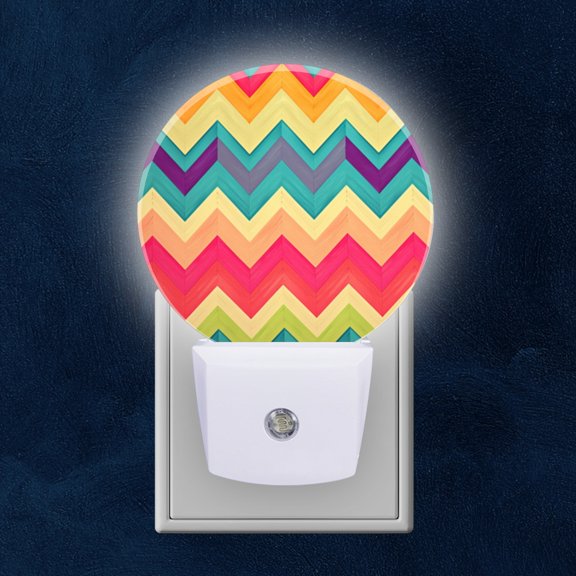 Night Light Plug into Wall,Dusk to Dawn Sensor Auto-On/Off for Bathroom, Hallway,Kids Room-Colorful Pattern Background In The Style Of A Retro Style