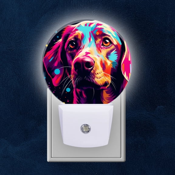 Night Light Plug into Wall,Dusk to Dawn Sensor Auto-On/Off for Bathroom, Hallway,Kids Room-Colorful Vector Art Of Bulldog