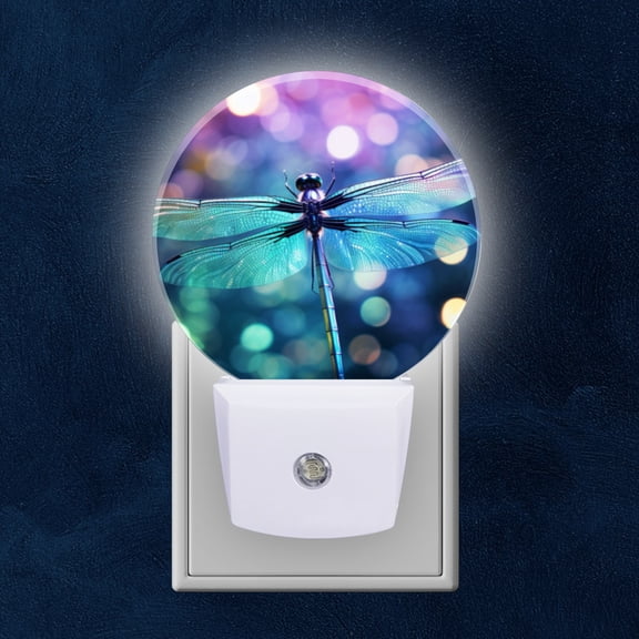 Night Light Plug into Wall,Dusk to Dawn Sensor Auto-On/Off for Bathroom, Hallway,Kids Room-Dragonfly With Iridescent Wings