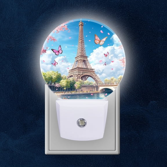Night Light Plug into Wall,Dusk to Dawn Sensor Auto-On/Off for Bathroom, Hallway,Kids Room-Eiffel Tower In Paris