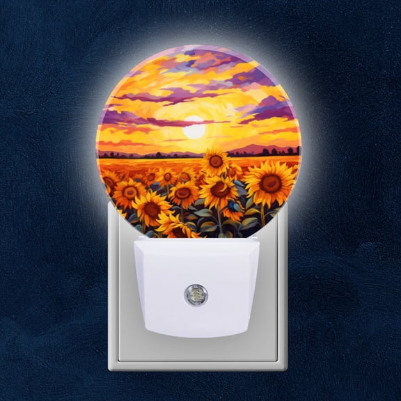 Night Light Plug into Wall,Dusk to Dawn Sensor Auto-On/Off for Bathroom, Hallway,Kids Room-Field Of Sunflowers Under The Golden Sky