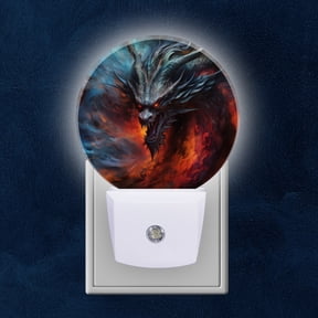 Night Light Plug into Wall,Dusk to Dawn Sensor Auto-On/Off for Bathroom, Hallway,Kids Room-Fierce Dragon With Scales Of Shimmering Blue And Fiery Red