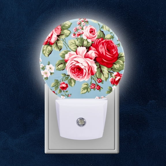 Night Light Plug into Wall,Dusk to Dawn Sensor Auto-On/Off for Bathroom, Hallway,Kids Room-Floral Red Roses