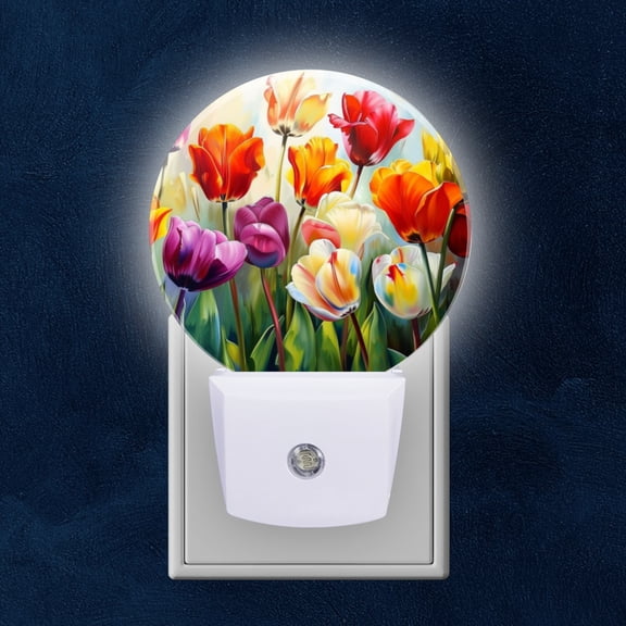 Night Light Plug into Wall,Dusk to Dawn Sensor Auto-On/Off for Bathroom, Hallway,Kids Room-Flowering Red Poppies Plant Elegant