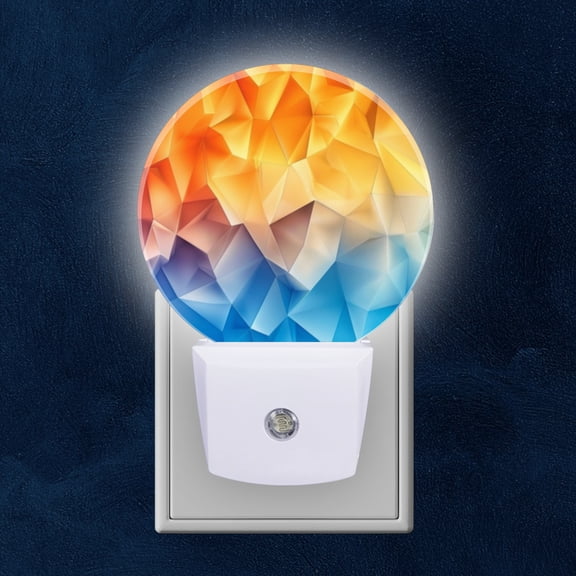 Night Light Plug into Wall,Dusk to Dawn Sensor Auto-On/Off for Bathroom, Hallway,Kids Room-Gradient Of Blue And Yellow Polygon