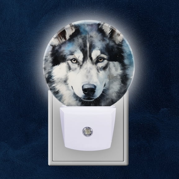 Night Light Plug into Wall,Dusk to Dawn Sensor Auto-On/Off for Bathroom, Hallway,Kids Room-Husky With A Blue And Grey Color Palette