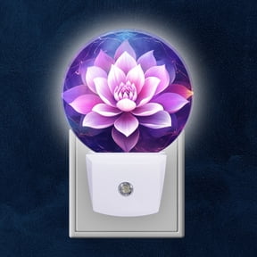 Night Light Plug into Wall,Dusk to Dawn Sensor Auto-On/Off for Bathroom, Hallway,Kids Room-Lotus Flower Surrounded By Sacred Geometry