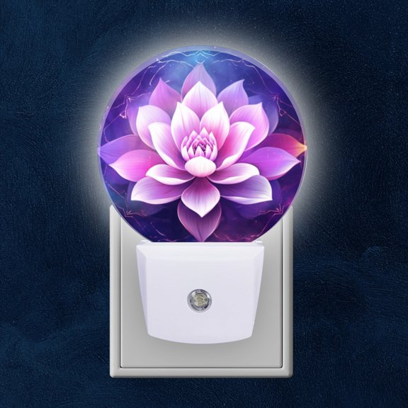 Night Light Plug into Wall,Dusk to Dawn Sensor Auto-On/Off for Bathroom, Hallway,Kids Room-Lotus Flower Surrounded By Sacred Geometry